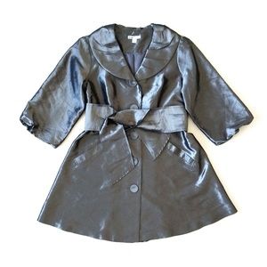 Puli Metallic Gray Dress Jacket Pea Coat Belt S